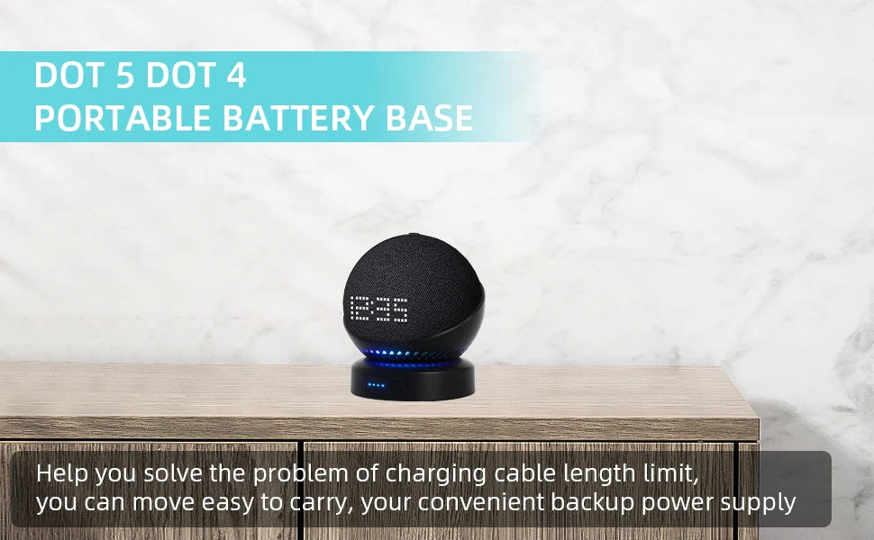 Echo Dot Battery Base - Portable Rechargeable Wireless Base for Echo Dot 4th & 5th Gen