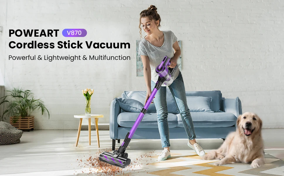 Cordless Vacuum Cleaner - 30KPa 8-in-1 Stick for Hardwood Floors, Pet Hair & Car
