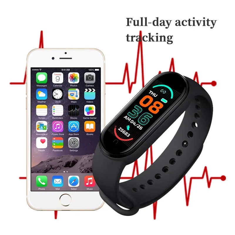 M6 Smartwatch - Heart Rate & Blood Pressure Monitor Fitness Tracker Watch