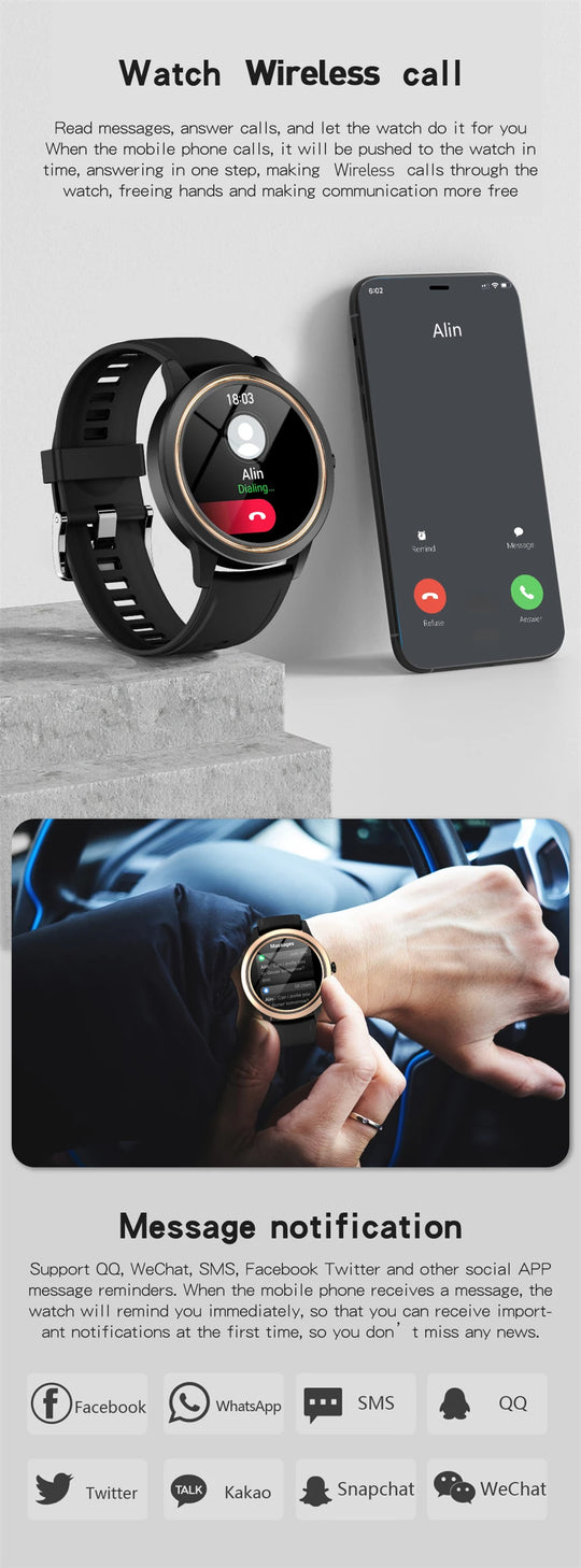 Women's Bluetooth Smart Watch - Heart Rate Blood Pressure Monitor Waterproof Smartwatch for Android & iOS