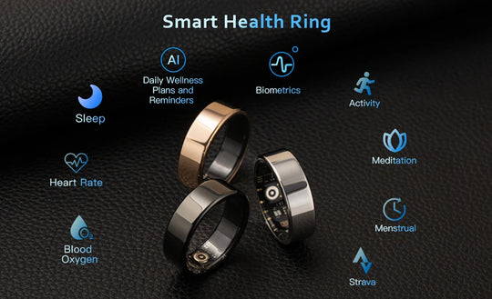 Smart Ring Fitness Tracker - Heart Rate Sleep Monitor with Charging Case