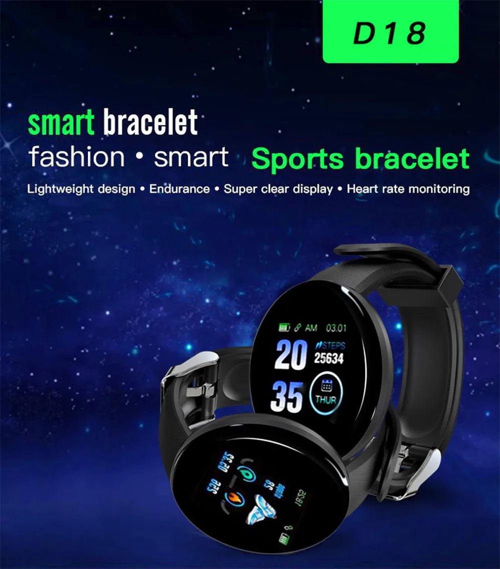 Smart Watch - Heart Rate Monitor Fitness Tracker Round Digital Watch