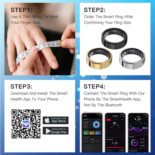 Smart Ring Fitness Tracker - Heart Rate Sleep Monitor with Charging Case