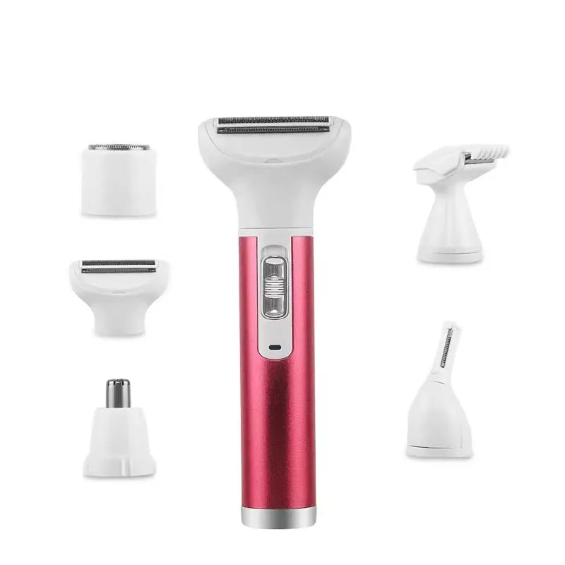 Women's Electric Epilator - 5-in-1 Lady Shaver, Nose Trimmer, Eyebrow Shaper, Leg, Armpit & Bikini Hair Removal