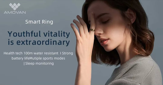 Smart Ring Fitness Tracker - Heart Rate Sleep Monitor with Charging Case