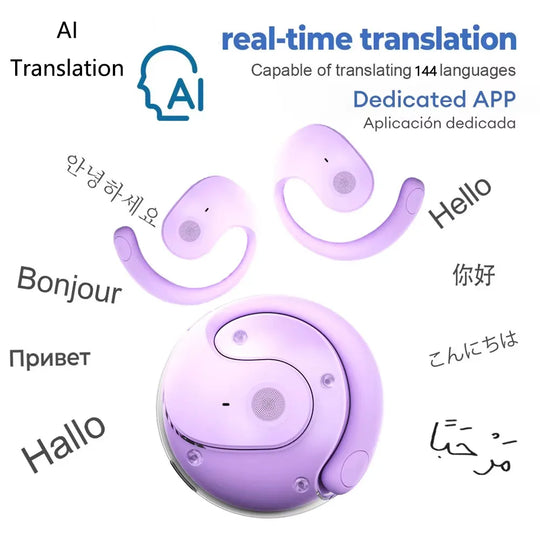 AI Translator Earbuds - Real-Time Translation Wireless Bluetooth Waterproof