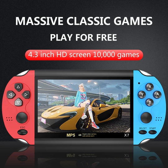 Handheld Retro Game Console - 10,000 Games, 4.3" Screen, Kids Arcade Player