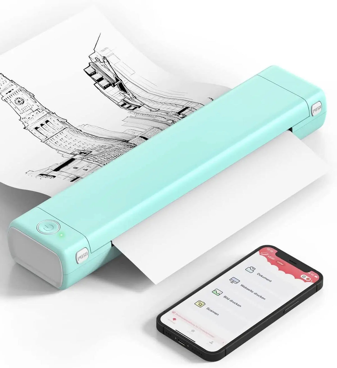 Portable Thermal Printer - Wireless A4 Bluetooth for Android, iOS & Laptop
