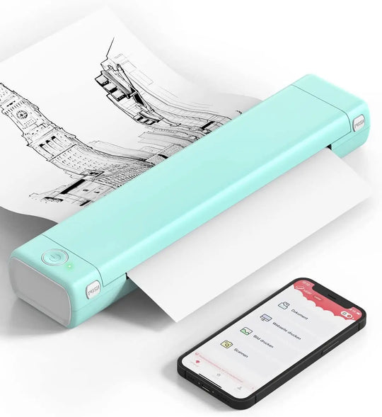 Portable Thermal Printer - Wireless A4 Bluetooth for Android, iOS & Laptop