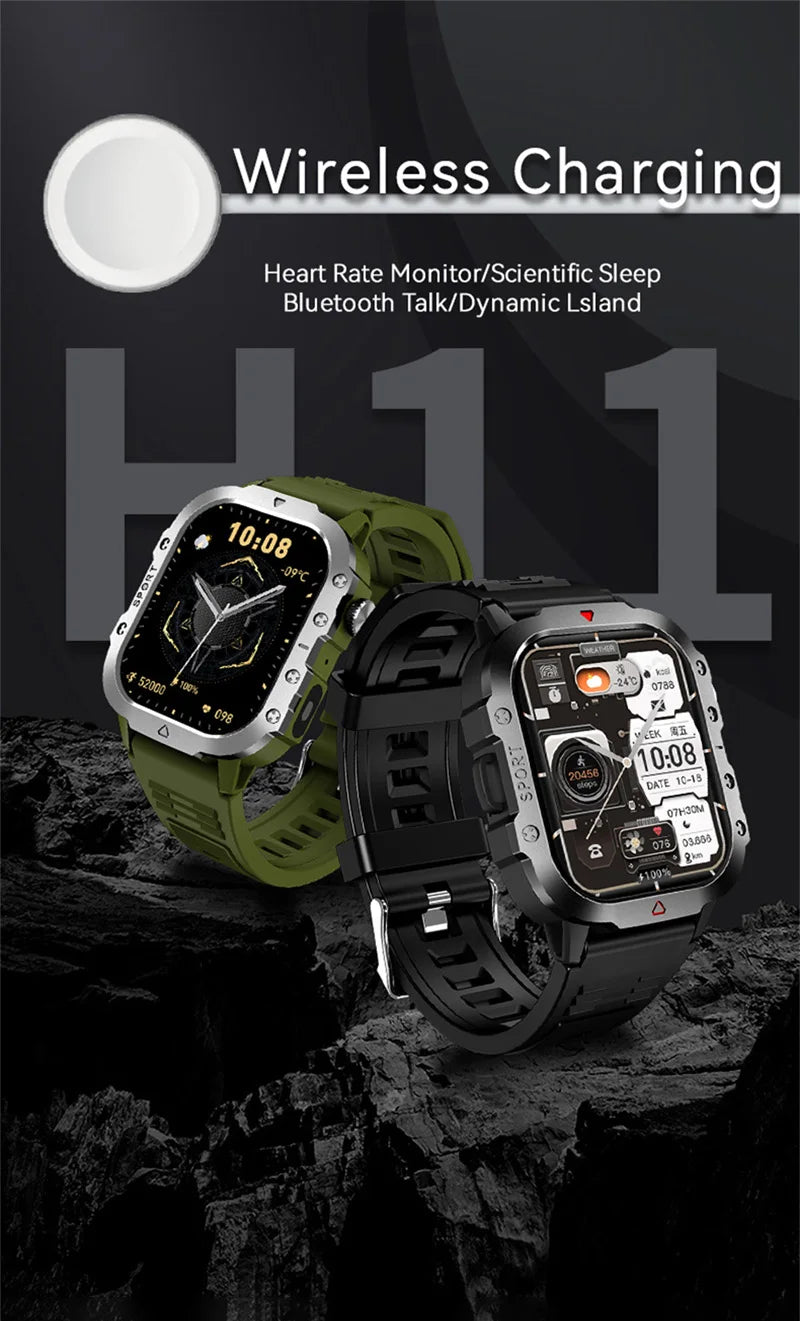 Military Smart Watch for Men - IP68 Outdoor Sports Fitness Tracker with Bluetooth Call