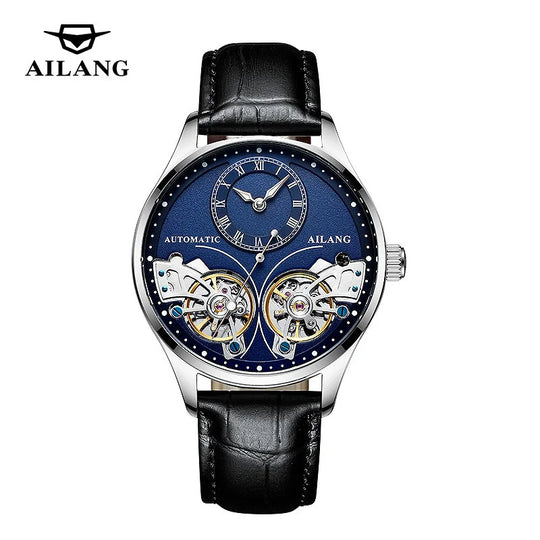 AILANG Brand New Fashion Double Tourbillon Watch for Men Luxury Stainless Steel Waterproof Automatic Mechanical Watches Mens