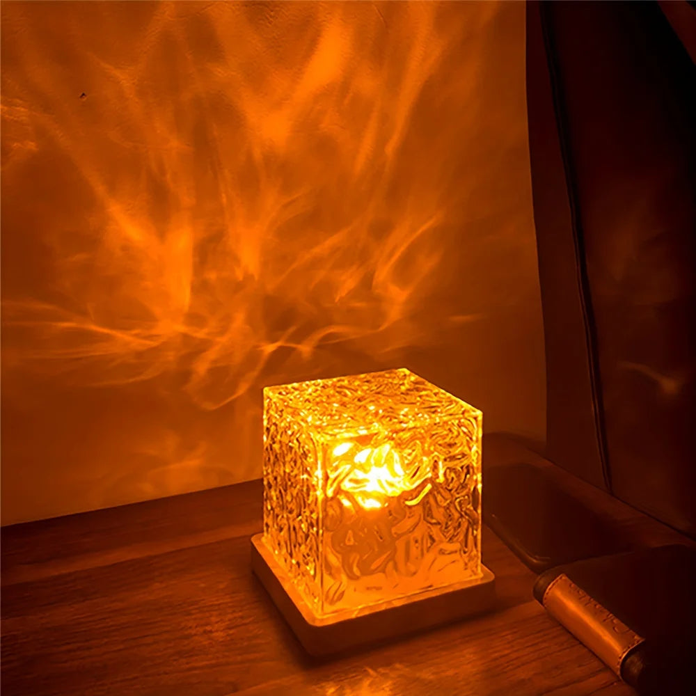 RONXIS Water Ripple Night Light - 16 Color LED Projector Lamp with USB & Remote for Bedroom & Gaming Room