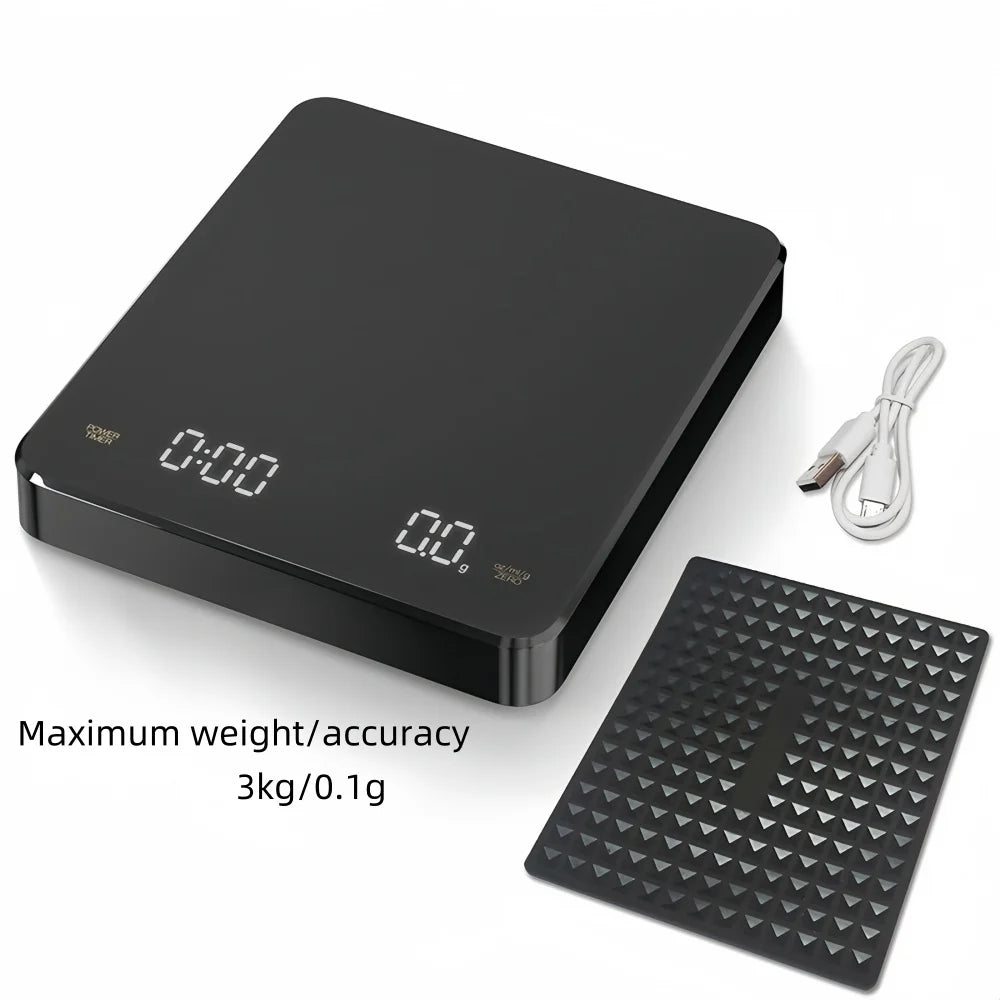 Electronic Coffee Scale with Waterproof Pad LED Display