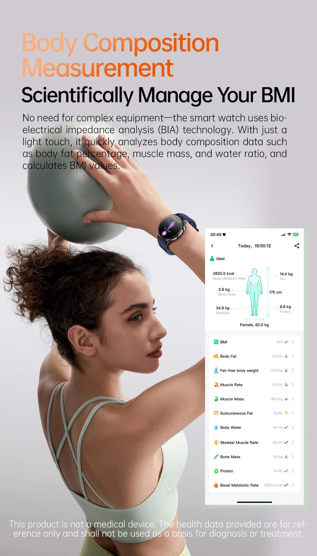 Smart Watch with ECG Health Monitoring - Uric Acid Blood Pressure Blood Oxygen for iOS & Android