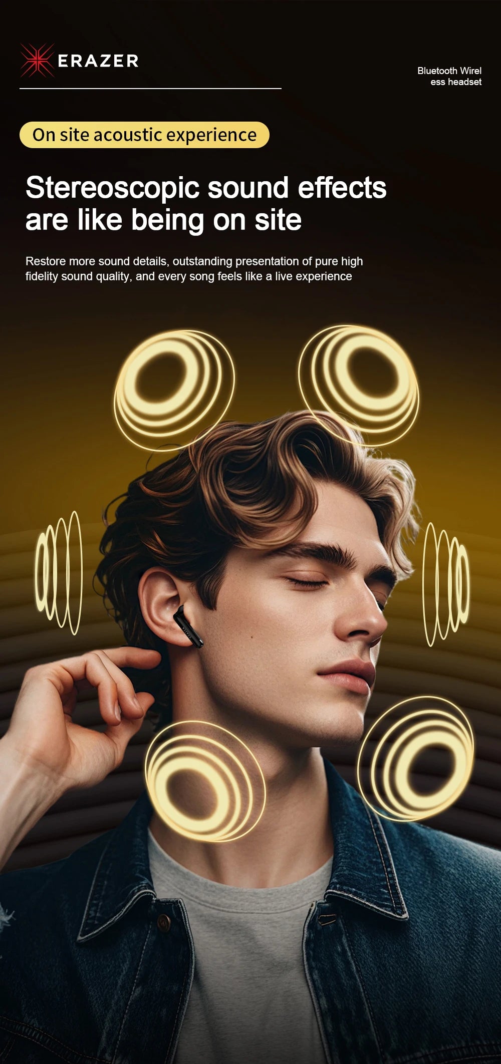 Wireless Bluetooth Earbuds - HiFi Stereo Sports Noise Reduction Headphones