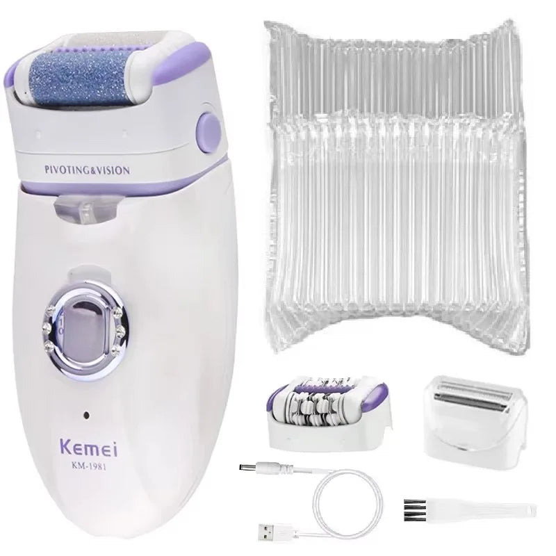 Electric Epilator for Women - Leg, Body, Lip, Chin & Bikini Hair Removal - 3-in-1