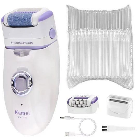 Electric Epilator for Women - Leg, Body, Lip, Chin & Bikini Hair Removal - 3-in-1