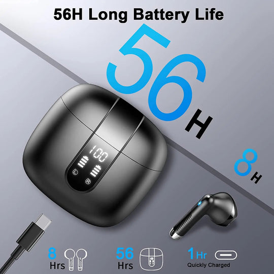 Wireless Earbuds - Bluetooth Noise Canceling LED Display Waterproof