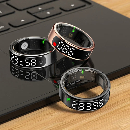 Smart Ring - LED Display Heart Rate Blood Oxygen Monitor Waterproof