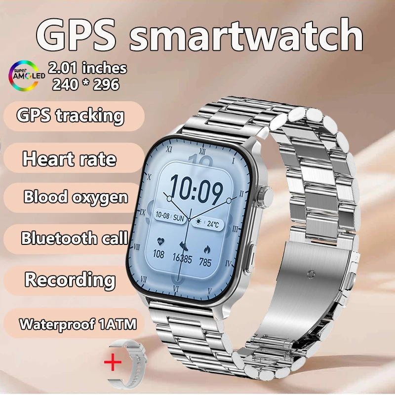 GPS Smart Watch - Heart Rate Blood Oxygen Pressure Bluetooth Call NFC