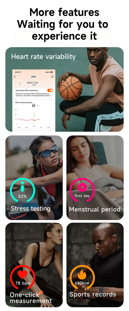 GPS Smart Watch - Heart Rate Blood Pressure Health Tracker Call Reminder