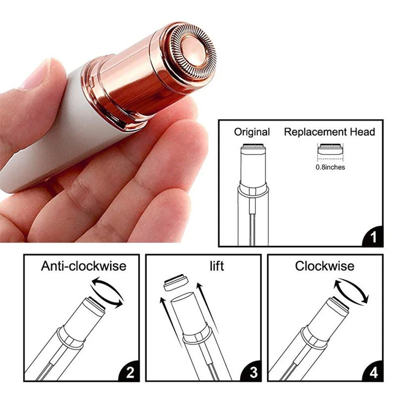 Electric Facial Hair Remover - Lipstick Shaver with Built-in LED Light - for Women