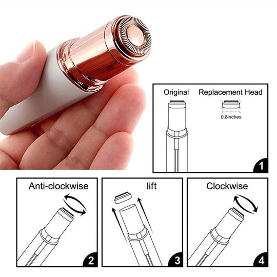 Electric Facial Hair Remover - Lipstick Shaver with Built-in LED Light - for Women
