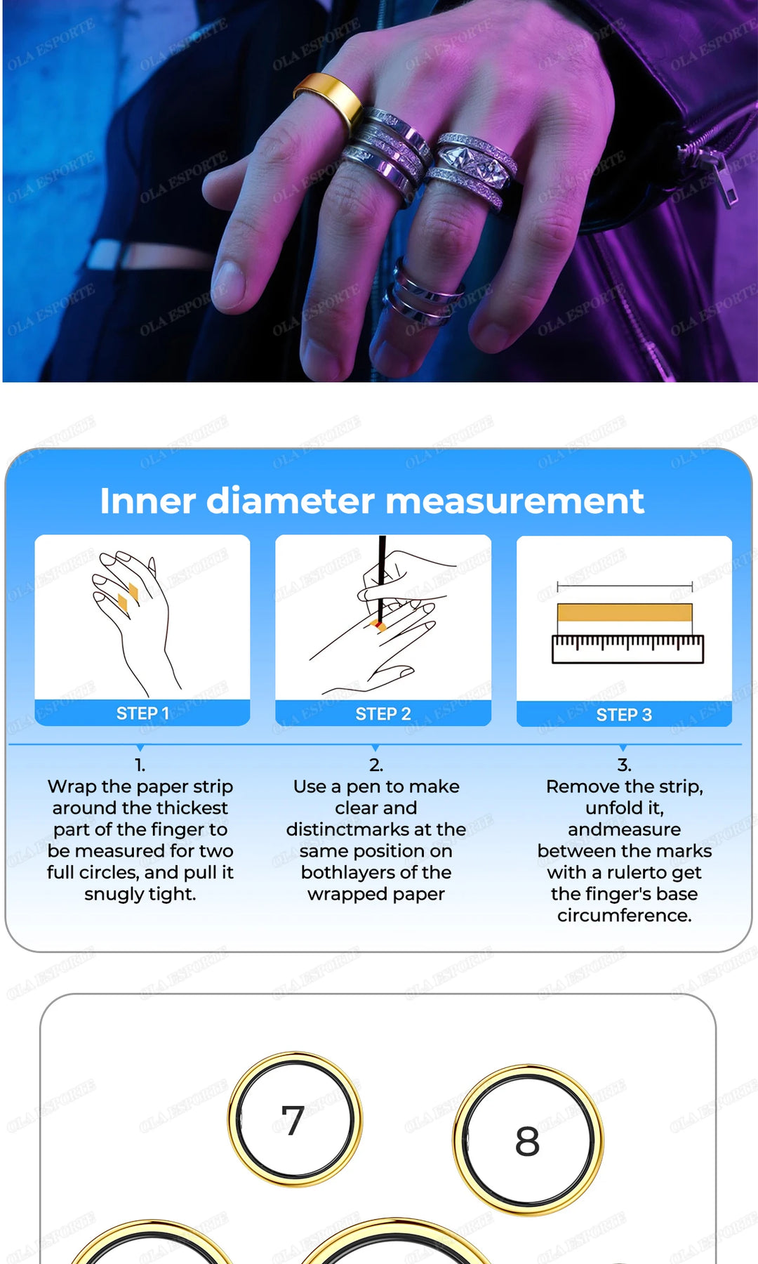 Smart Ring - Blood Oxygen Heart Rate Sleep Monitor GPS Tracking Waterproof