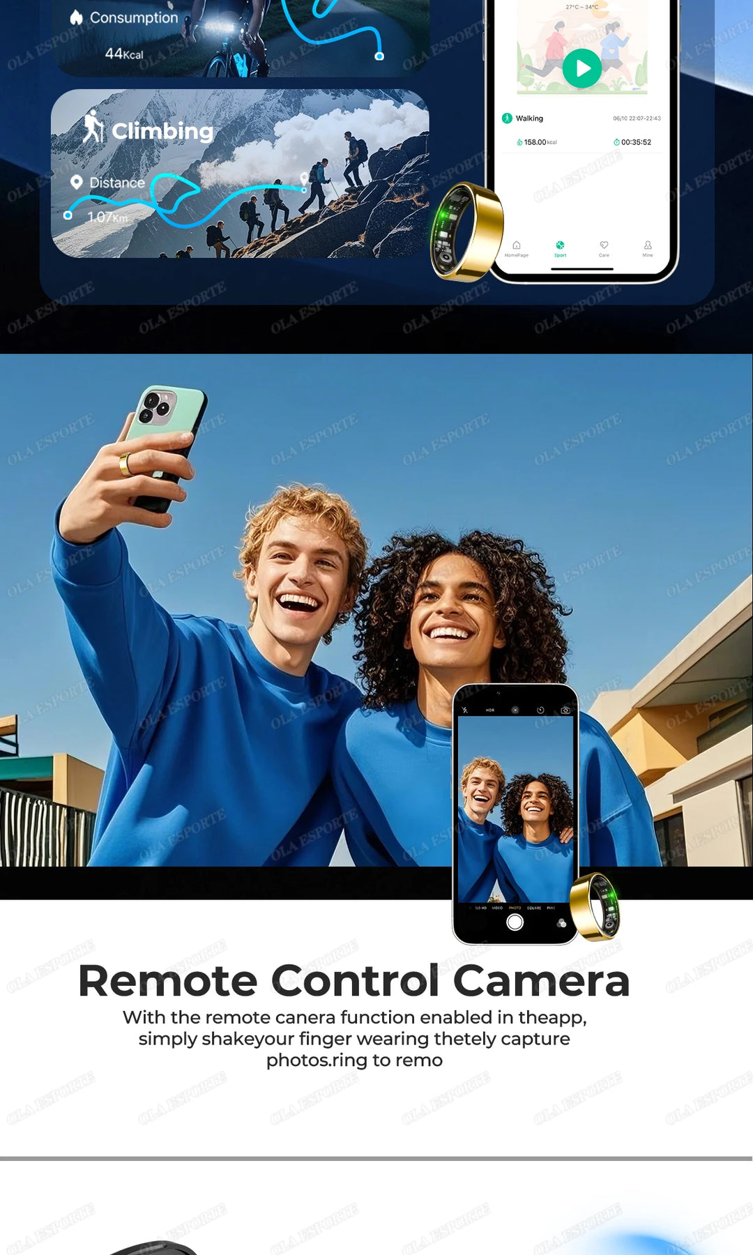 Smart Ring - Blood Oxygen Heart Rate Sleep Monitor GPS Tracking Waterproof