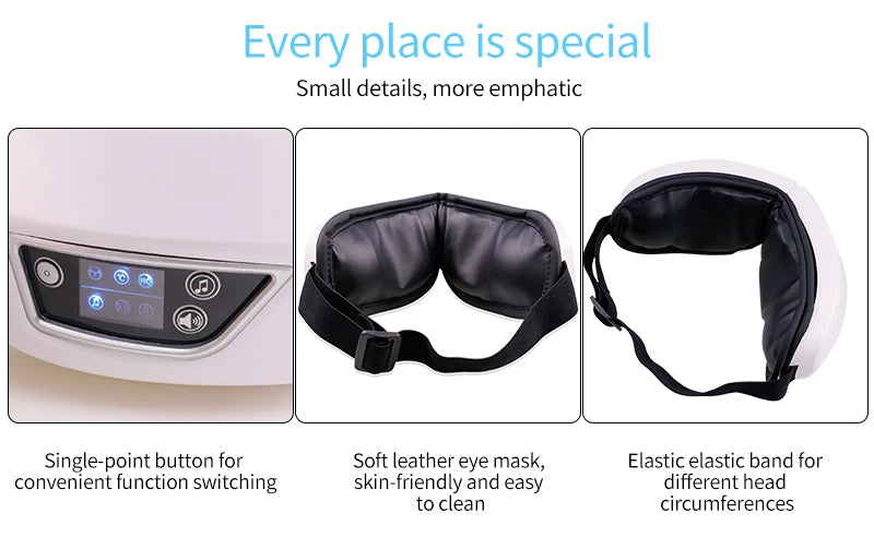 Eye Massager - Smart Airbag, Heat Compress, Vibration & Bluetooth Music - for Eye Fatigue Relief