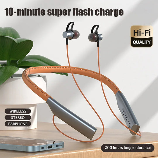 Magnetic Neckband Bluetooth Earphones - Wireless Sport Headset with Mic