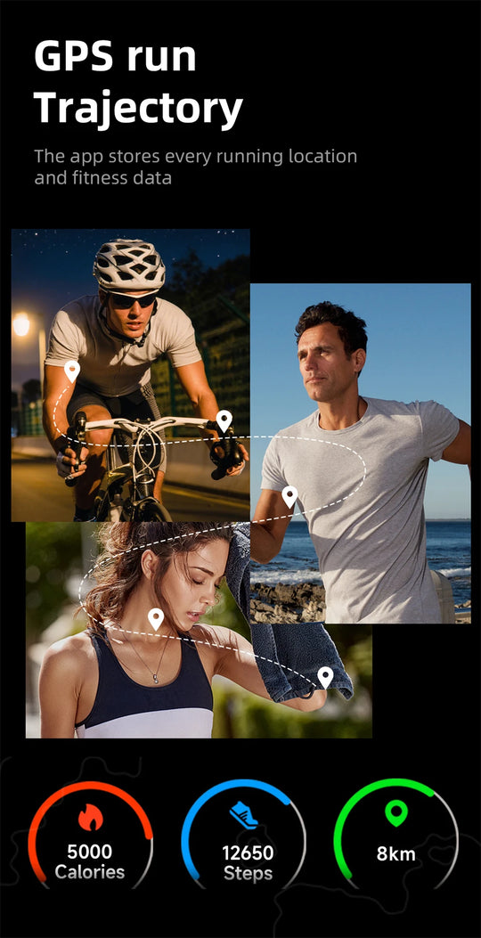 GPS Smart Watch - Heart Rate Blood Pressure Health Tracker Call Reminder