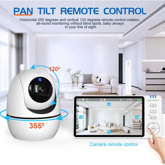 5 Inch Video Baby Monitor Indoor Mini Kids Surveillance cameras Security Protection Two-way Audio Baby Camera Temperture Display