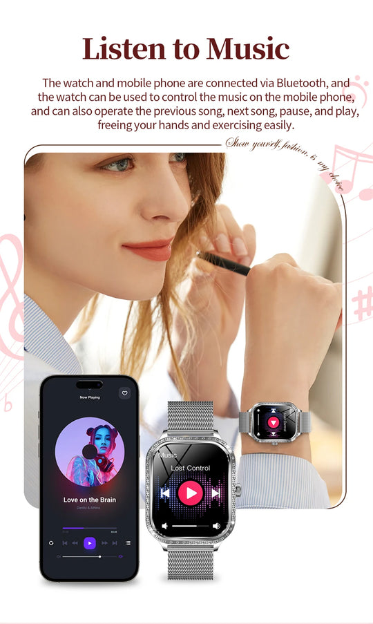 Luxury Smart Watch for Women - 1.75" HD Bluetooth Call Heart Rate Fitness Tracker