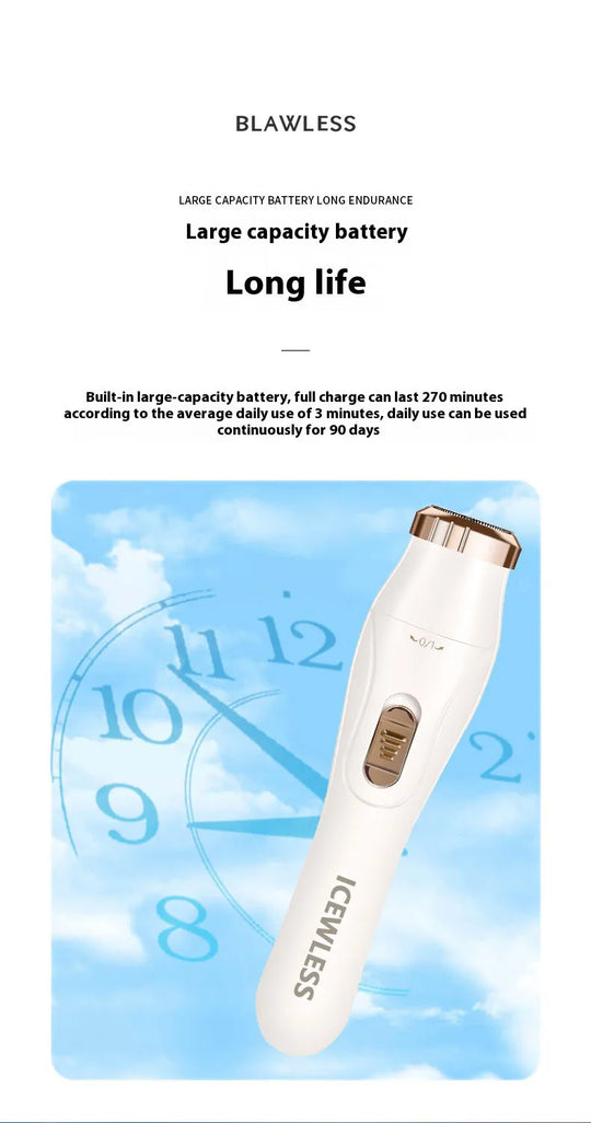 Portable Electric Lady Shaver - Armpit, Bikini, Arm, Leg & Face Hair Removal - Painless