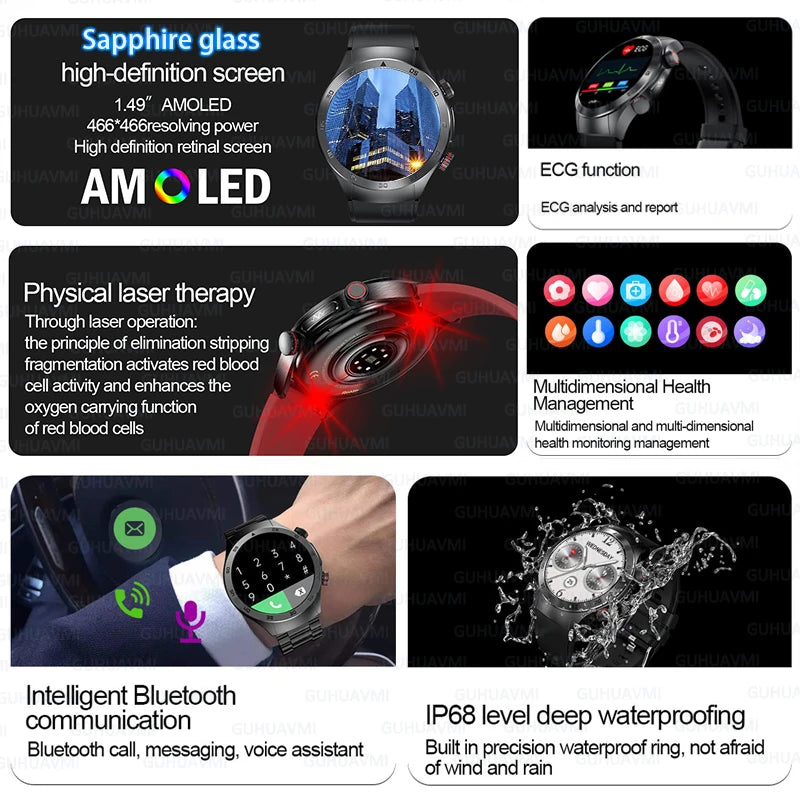 Smart Watch - Health Tracker Uric Acid Body Fat Bluetooth Call