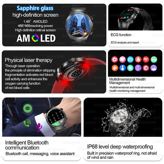 Smart Watch - Health Tracker Uric Acid Body Fat Bluetooth Call