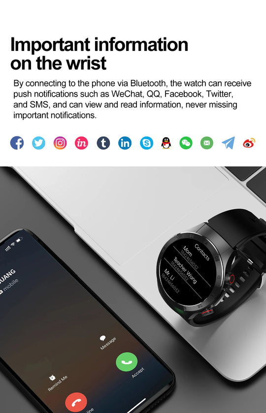 Smart Watch - Health Tracker Uric Acid Body Fat Bluetooth Call