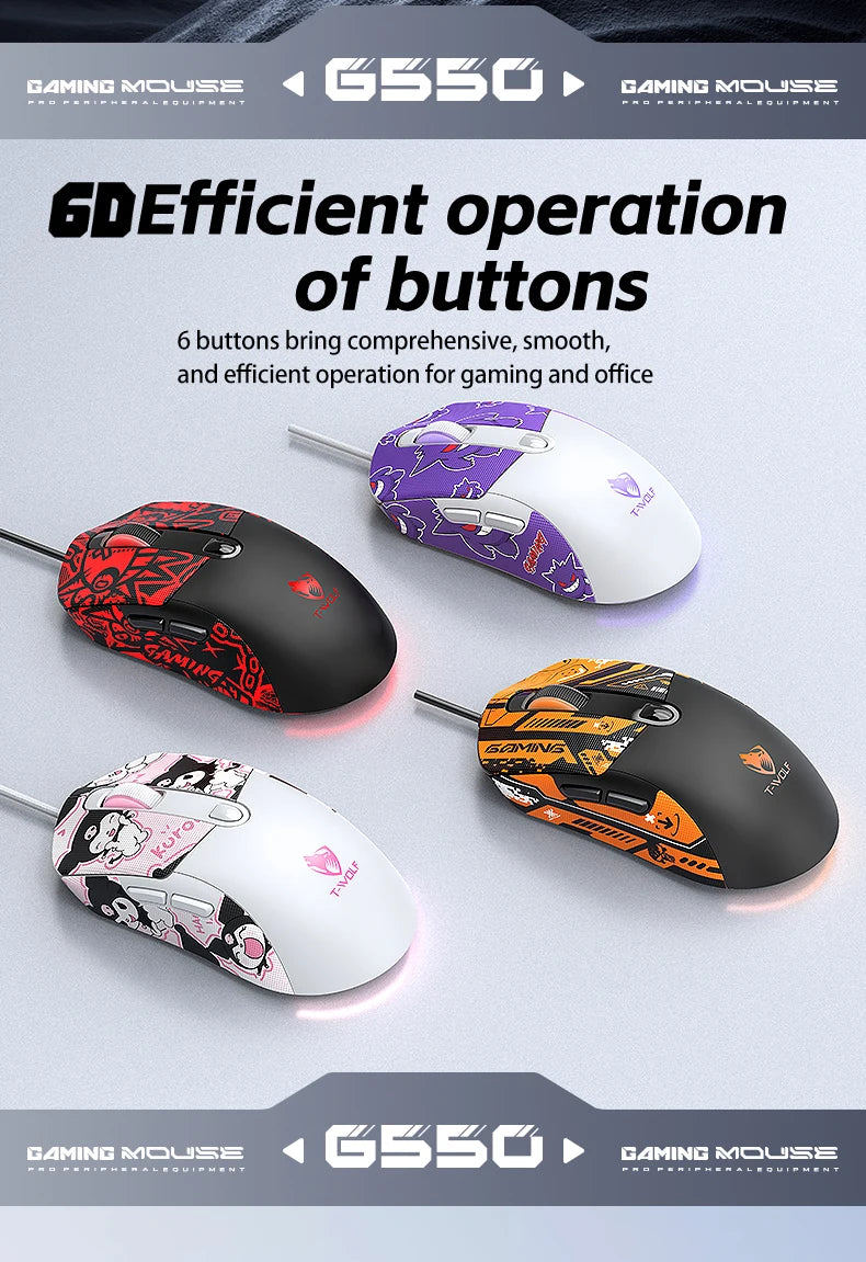 Wired Gaming Mouse - 6-Key High Precision Optical Mouse for PC & Laptop