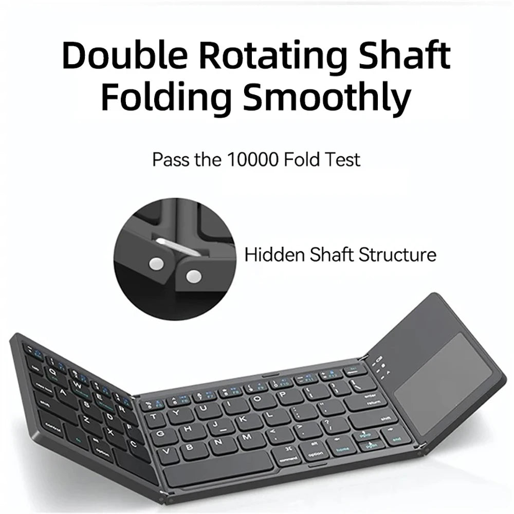 Foldable Bluetooth Keyboard with Touchpad - Mini Wireless Keyboard for Tablet iPad Phone Windows Android iOS