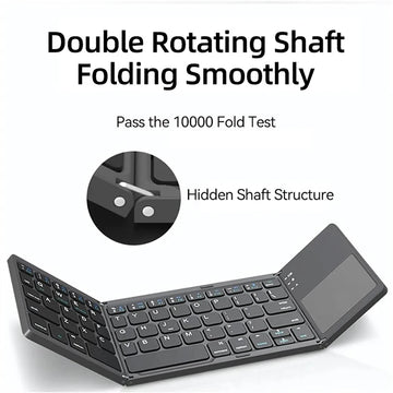 Foldable Bluetooth Keyboard with Touchpad - Mini Wireless Keyboard for Tablet iPad Phone Windows Android iOS