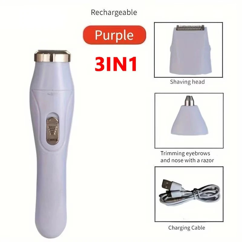 Portable Electric Lady Shaver - Armpit, Bikini, Arm, Leg & Face Hair Removal - Painless