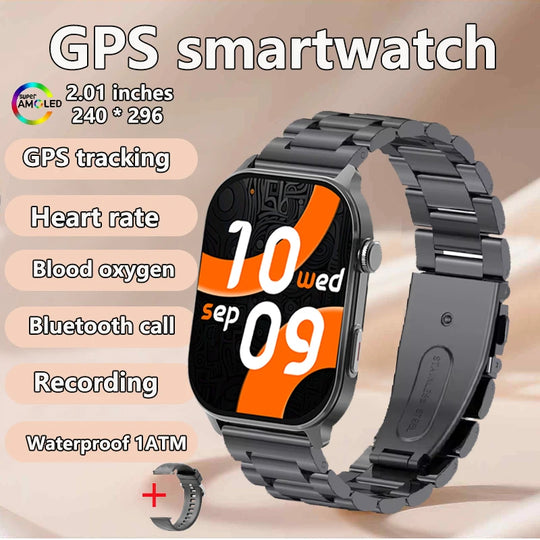 GPS Smart Watch - Heart Rate Blood Oxygen Pressure Bluetooth Call NFC