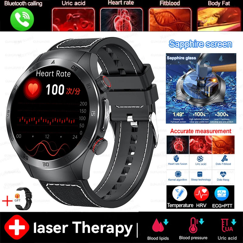 Smart Watch - Health Tracker Uric Acid Body Fat Bluetooth Call