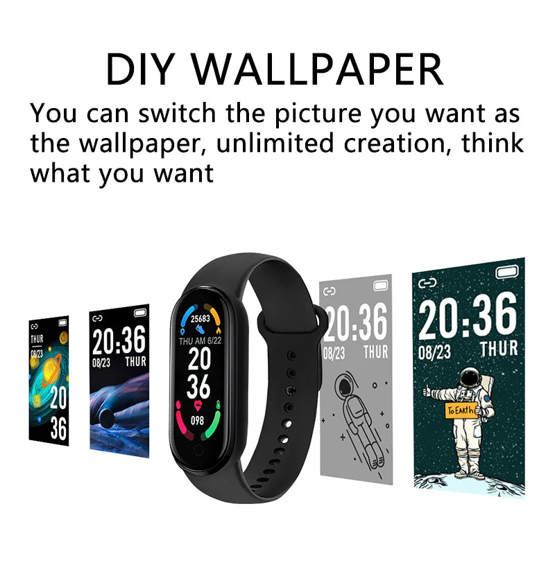 M6 Smartwatch - Heart Rate & Blood Pressure Monitor Fitness Tracker Watch