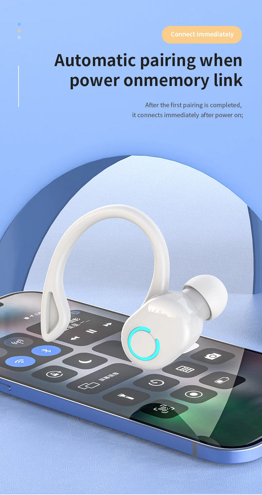 Wireless Bluetooth 5.0 Earphones - Single In-Ear Sports Headset with Mic & ANC