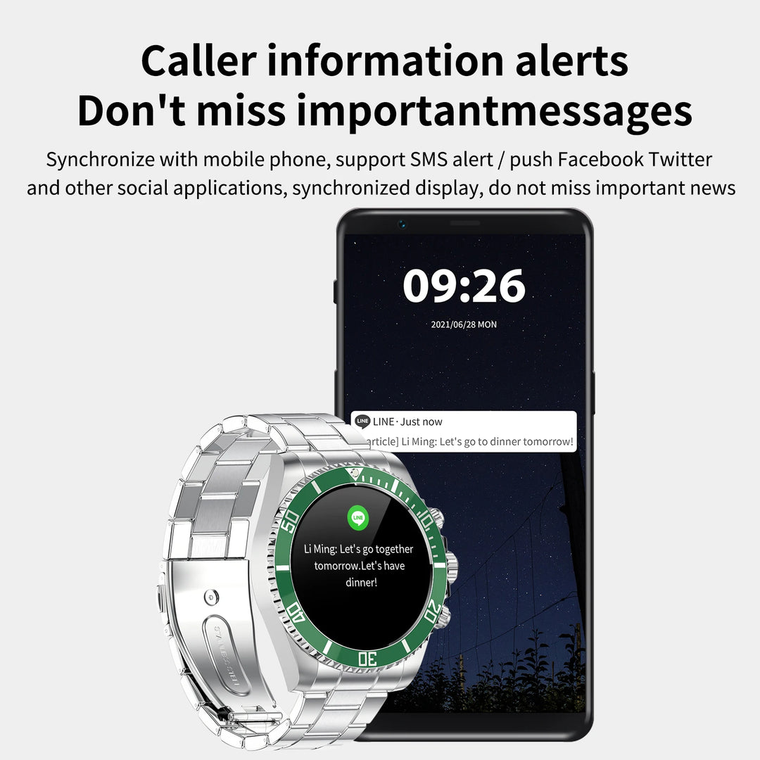 Luxury Smart Watch for Men - Fitness Tracker Bluetooth Call DIY Faces