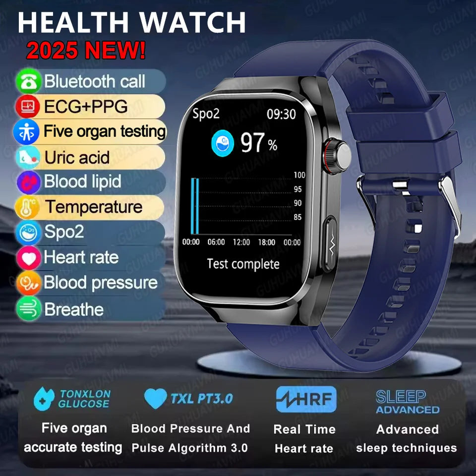 ECG+PPG Health Smartwatch - Heart Rate, Blood Pressure & BT Call Monitor