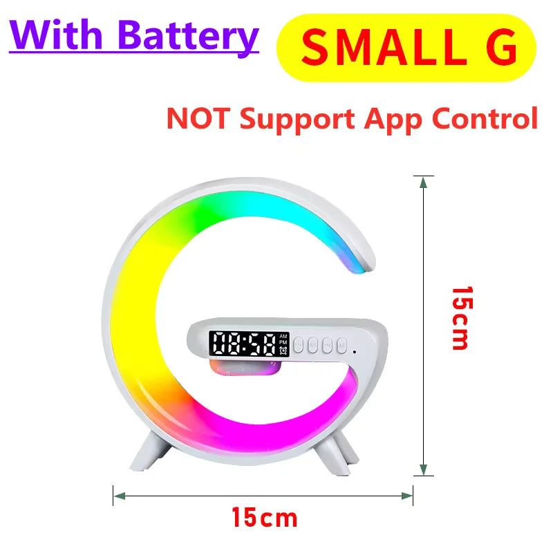 Wireless Charger - 30W RGB with Alarm Clock, Bluetooth Speaker & Night Light