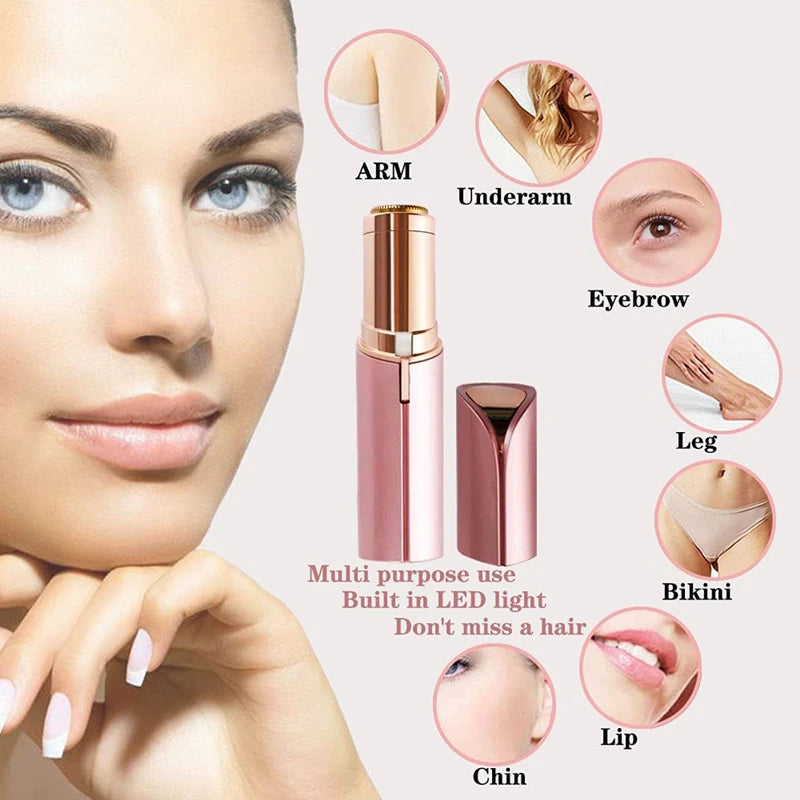 Electric Facial Hair Remover - Lipstick Shaver with Built-in LED Light - for Women